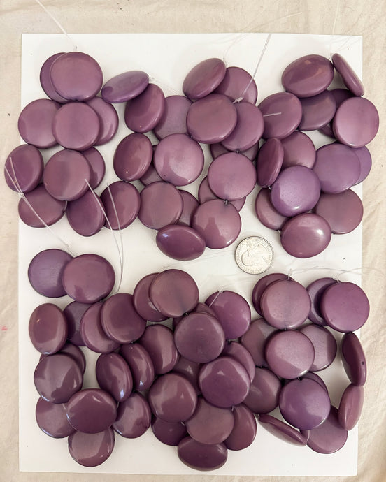 resin, pale purple, 30x30x9mm puff coin,  12 strand closeout lot