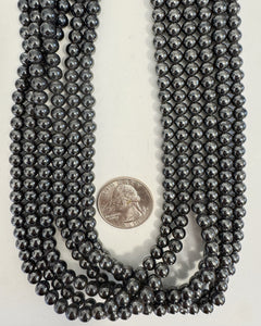 magnetized hematite, 6mm round,  15" strand, sold per strand