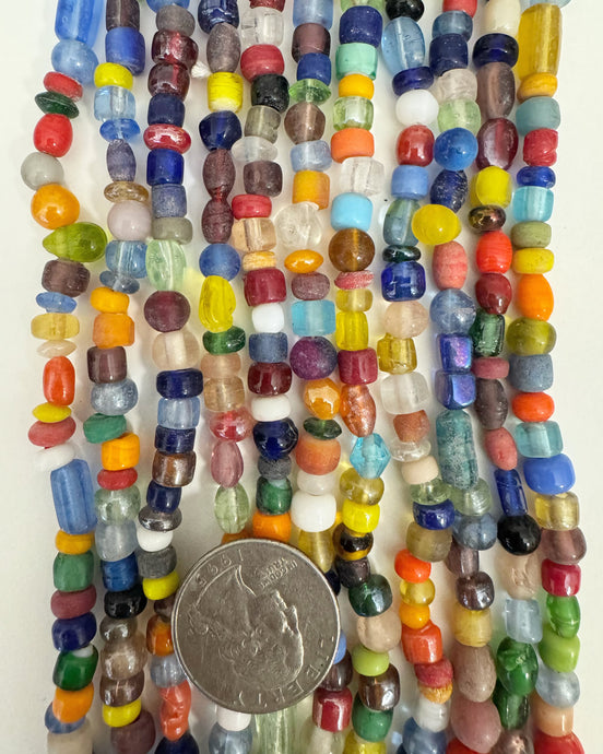 glass, color mix, 5-10mm mixed shape and size, 29