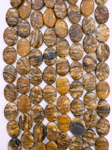 brown mountain jasper, 30x24x7mm oval, 15" strand, sold per strand