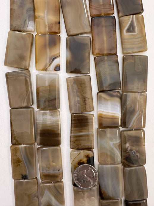 color enhanced brown line agate, 35x25x6mm rectangle, 15