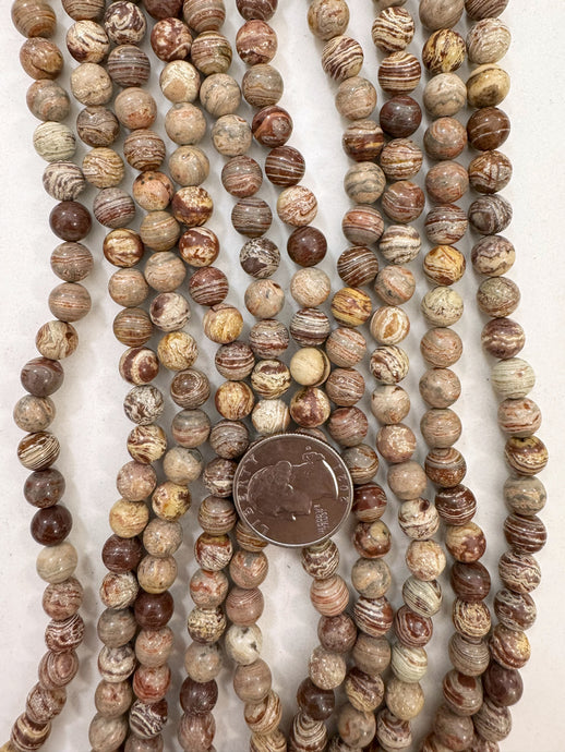 brown banded jasper, 8mm round, 15