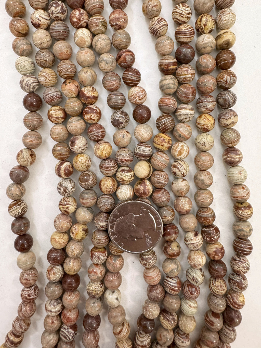 brown banded jasper, 8mm round, 15