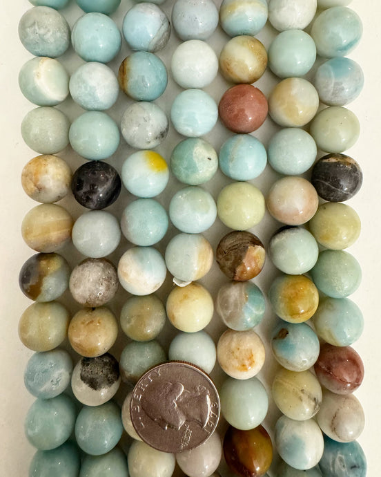 natural black cloudy amazonite, 14mm round, 15