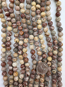 natural red banded jasper, 10mm round, 15" strand, sold per strand