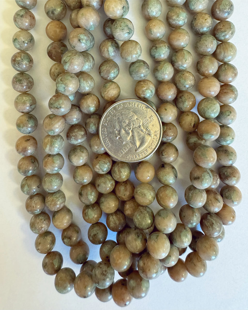 natural peach mint jasper, 8mm round, 15