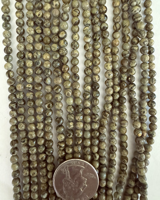 african green jasper, 4mm round, 15