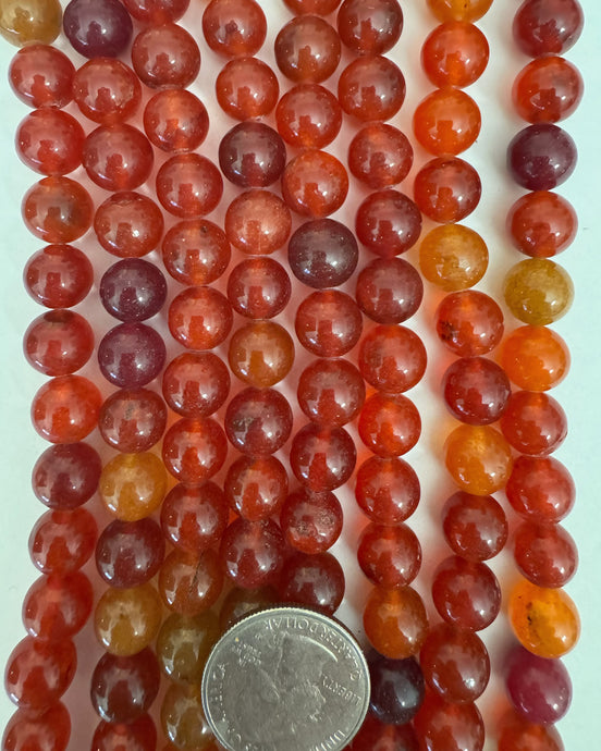 color enhanced red orange color mix quartz, 10mm round, 15