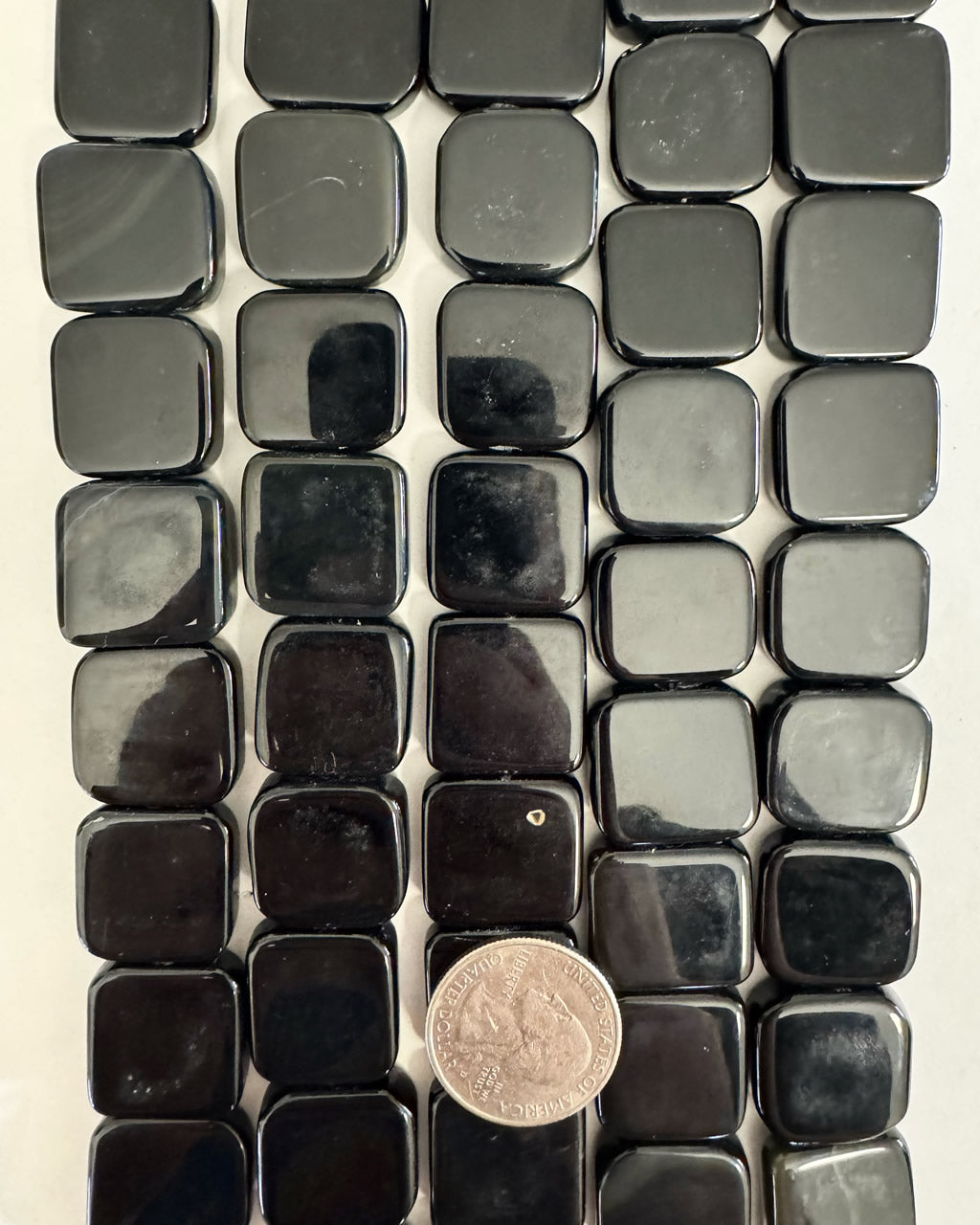 natural black agate, 20x20x6mm flat square, 15