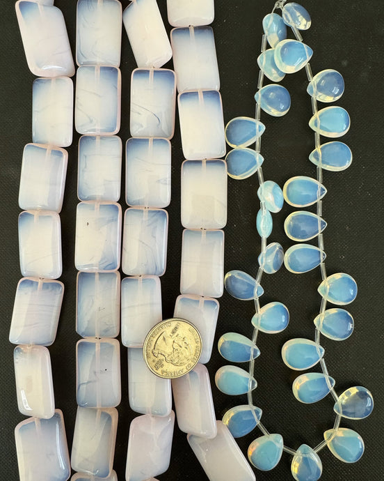 synthetic stone opalite and pink opalite, 18-28mm shape mix, 15