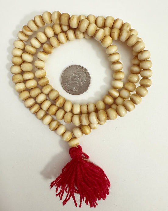 off white bone, 108 bead mala, 8x7mm rondelle, 28