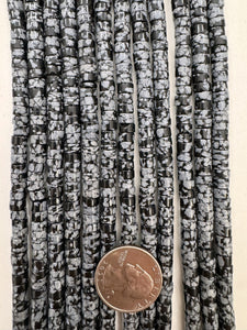 natural snowflake obsidian, 6x4mm heishi rondelle, 15" strand, sold per strand