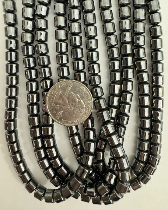 natural hematite, 6mm filed barrel, 15