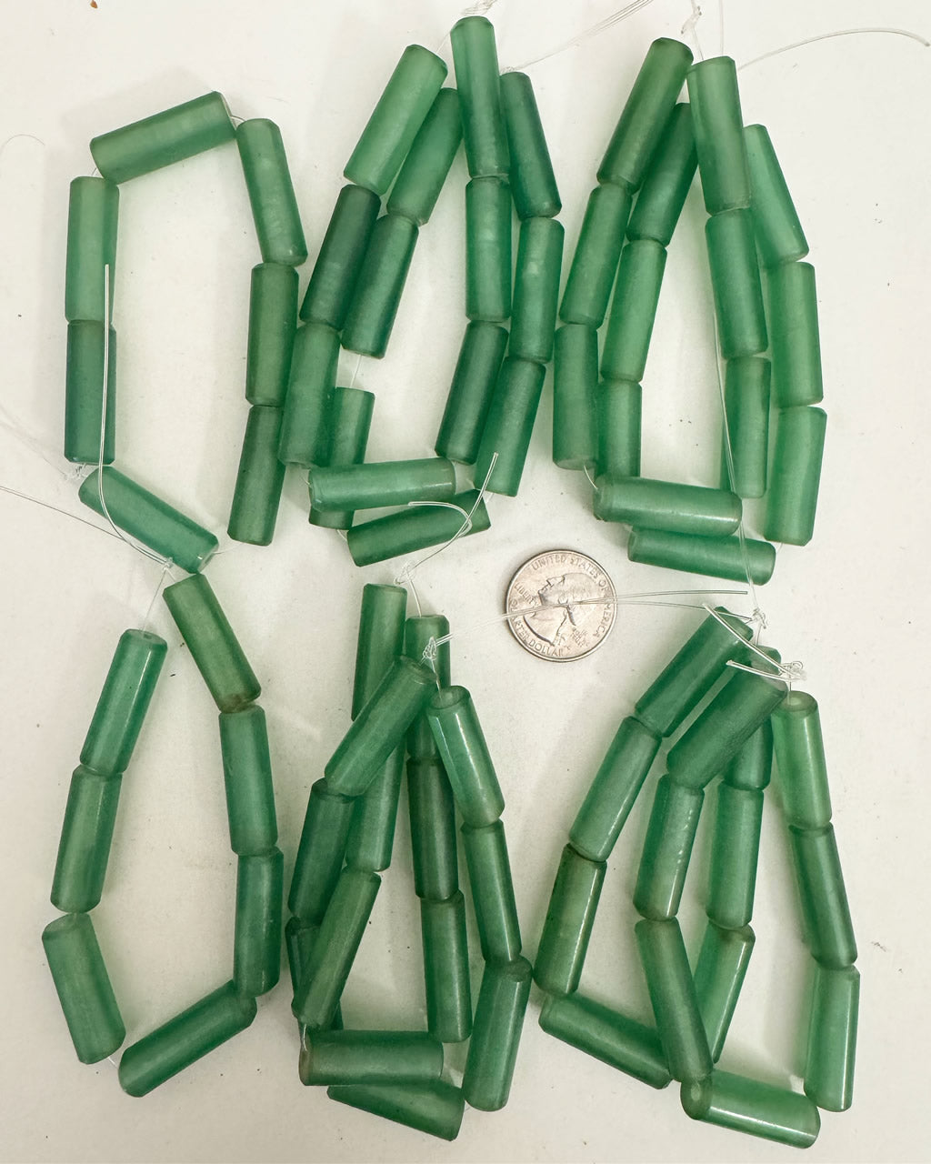 horn, enhanced green, 29x13mm tube,  10 strand closeout lot