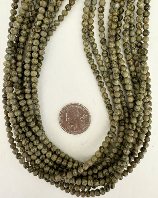 african green jasper, 4mm round, 15