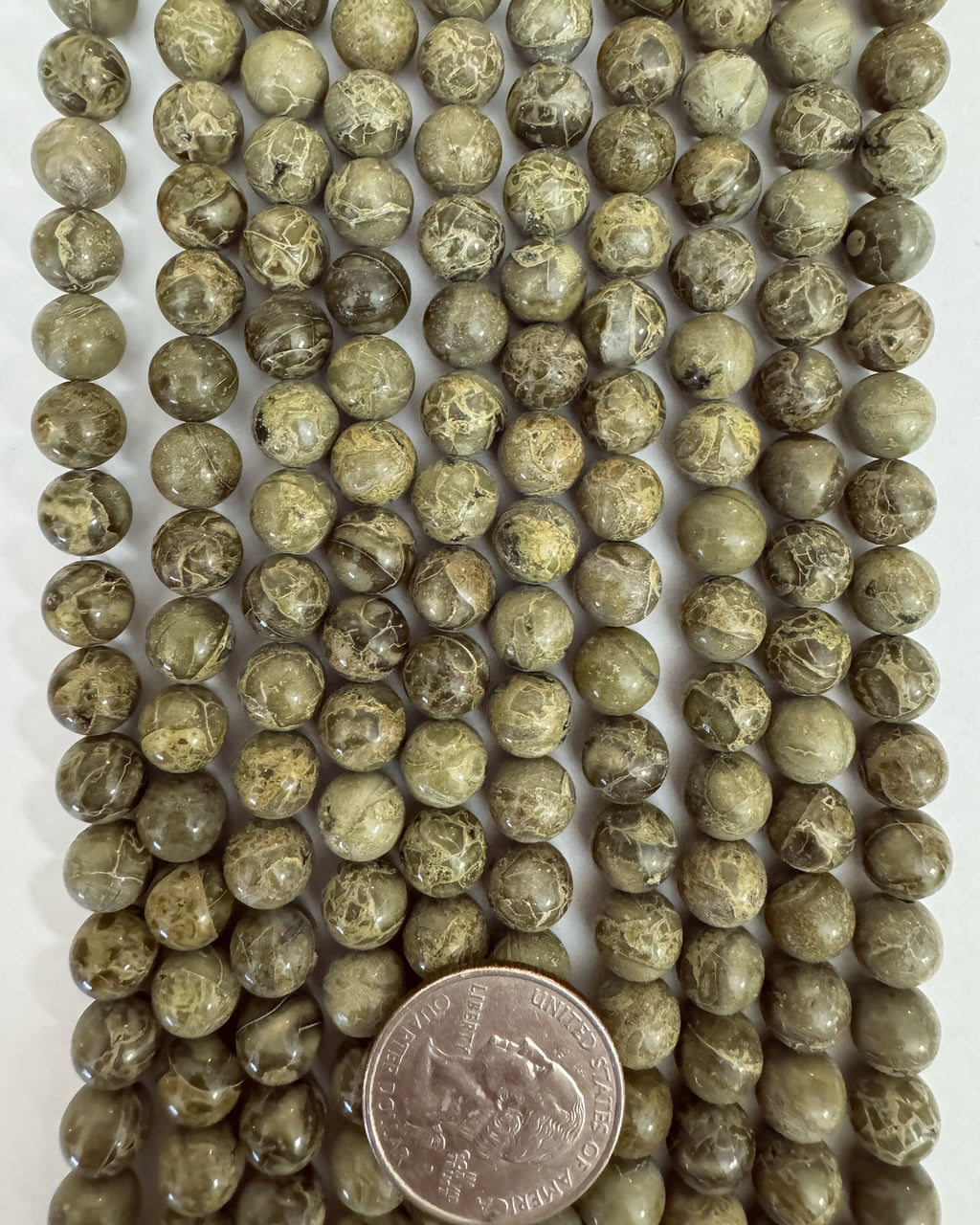 natural African green jasper, 8mm round, 15