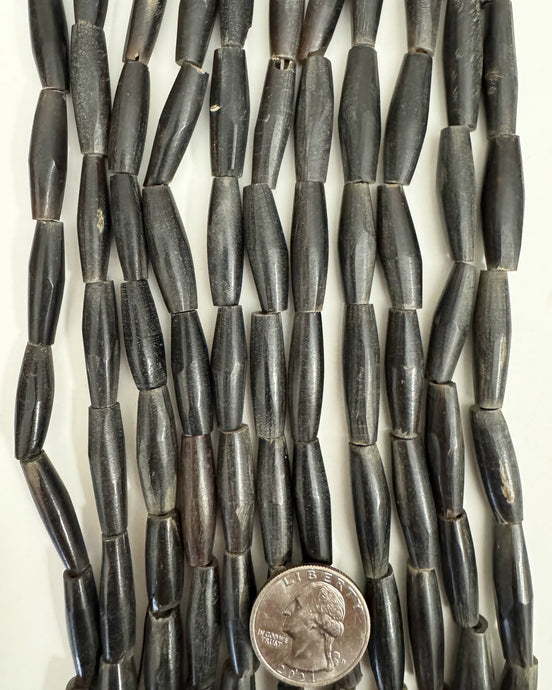 black buffalo horn, 26x8mm mixed bowed tube,  15