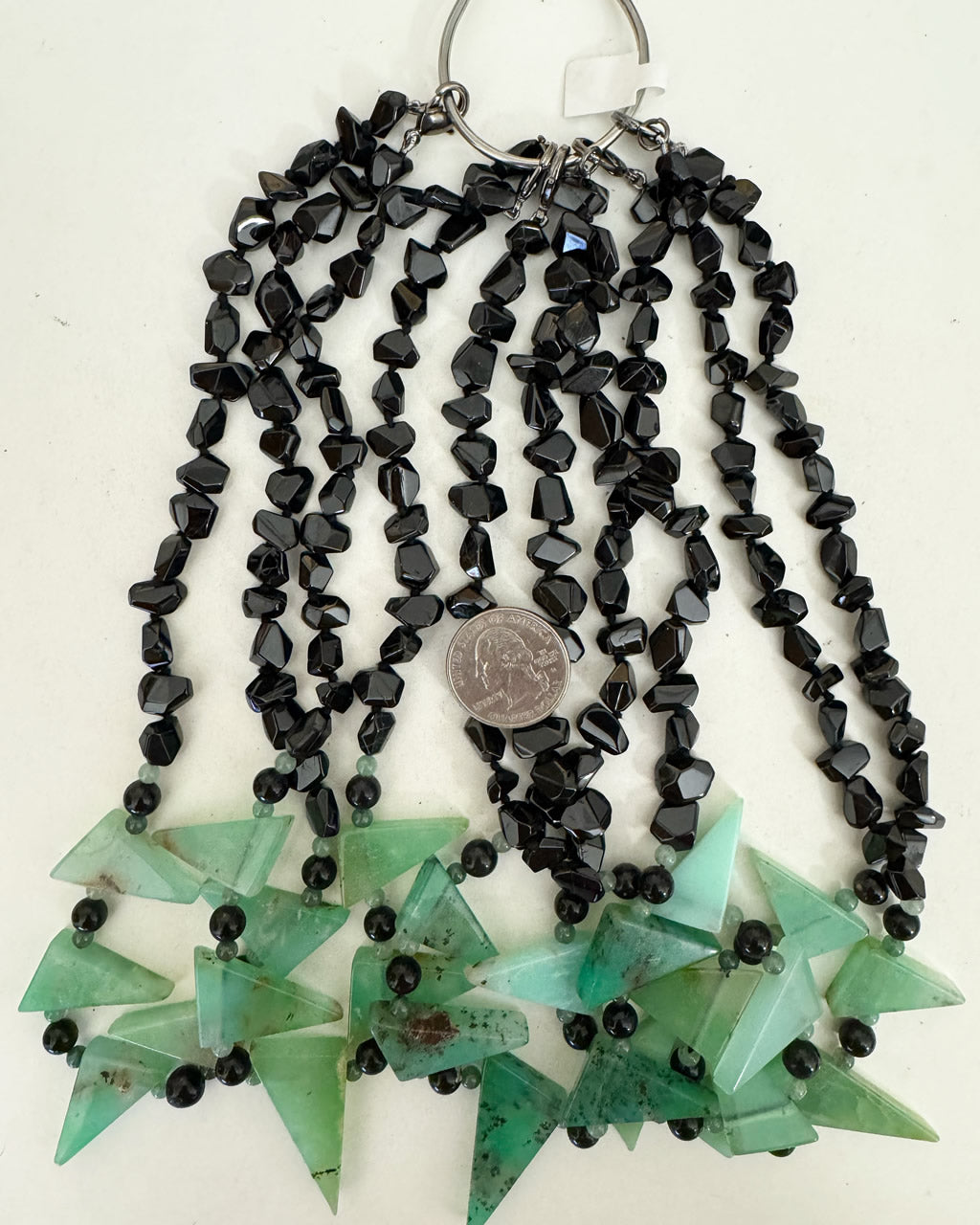 natural black spinel chrysoprase, 10-32mm nugget triangle mix, 15