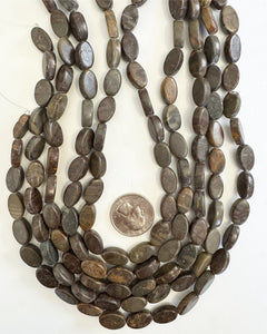 brown golden jasper, semi dull finish, 15x9x5mm oval,  15" strand, sold per strand