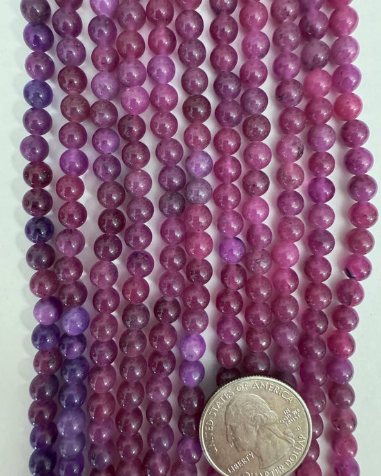 color enhanced grape purple quartz, 6mm round, 15