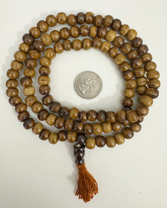 dark golden bone, 108 bead mala, 10x8mm rondelle, 33