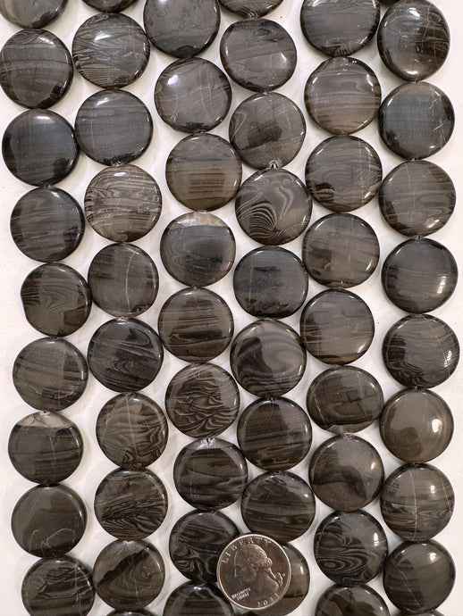 black antique jasper, 25x25x7mm coin, 15