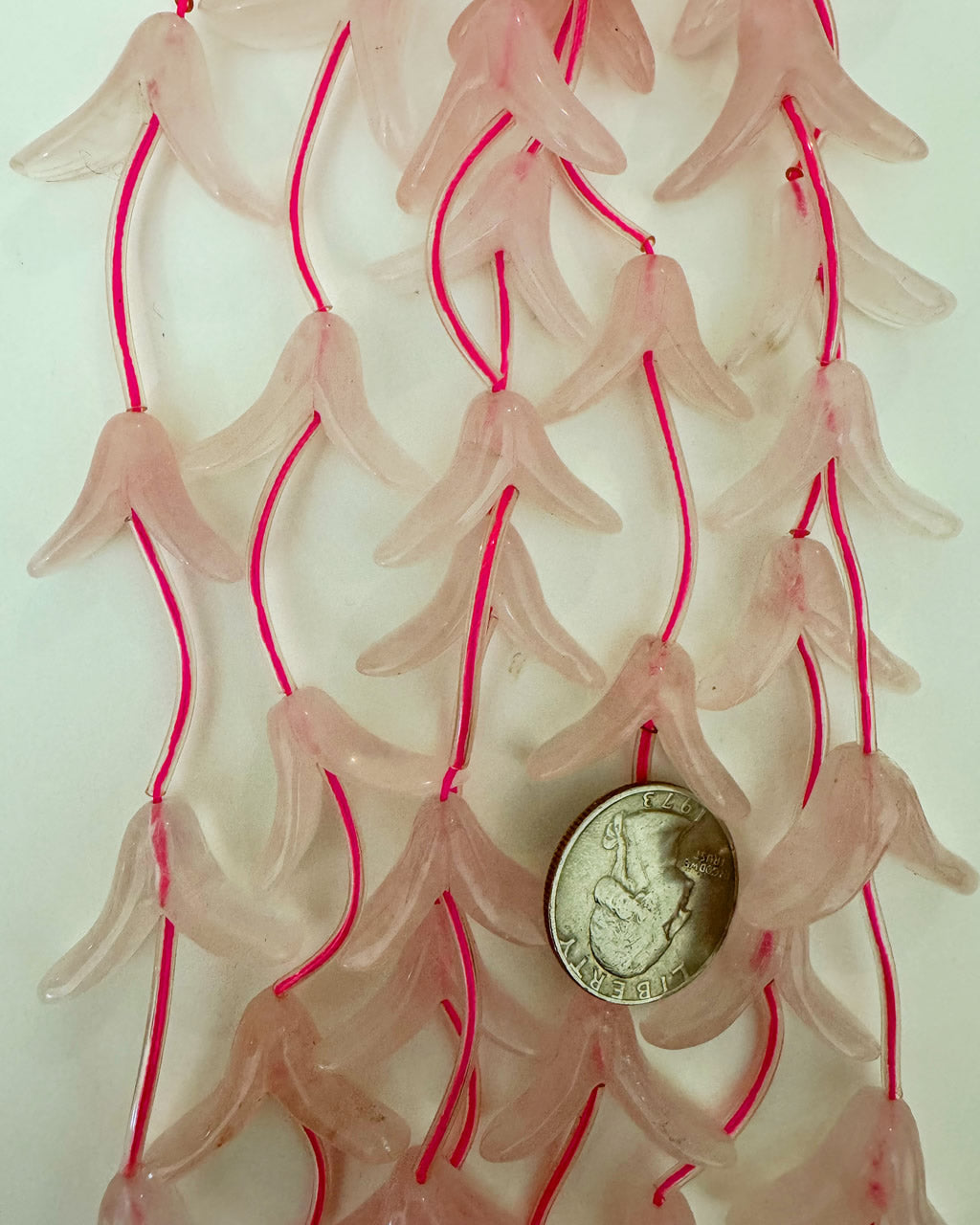 natural rose quartz, 26x20x9mm hand carved floral motif, approximately 10pc, 15