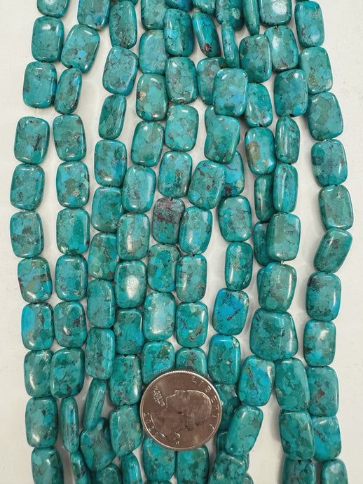 reconstructed chinese turquoise, 14x10x4mm rectangle,  15