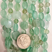 green fluorite, 8-14mm shape mix, 15" strands, sold per strand