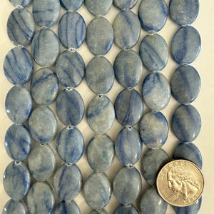blue line jasper, 19x15x7mm puff oval, 15" strand (batch 1), sold per strand