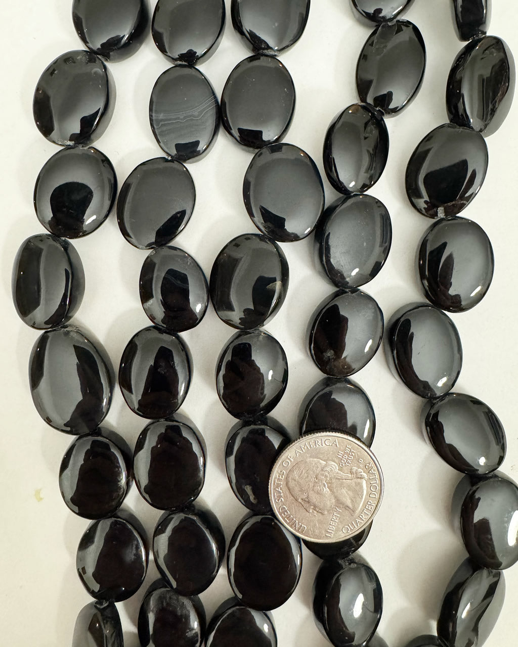 natural black agate, 21x15x6mm off center drilled puff oval, 15