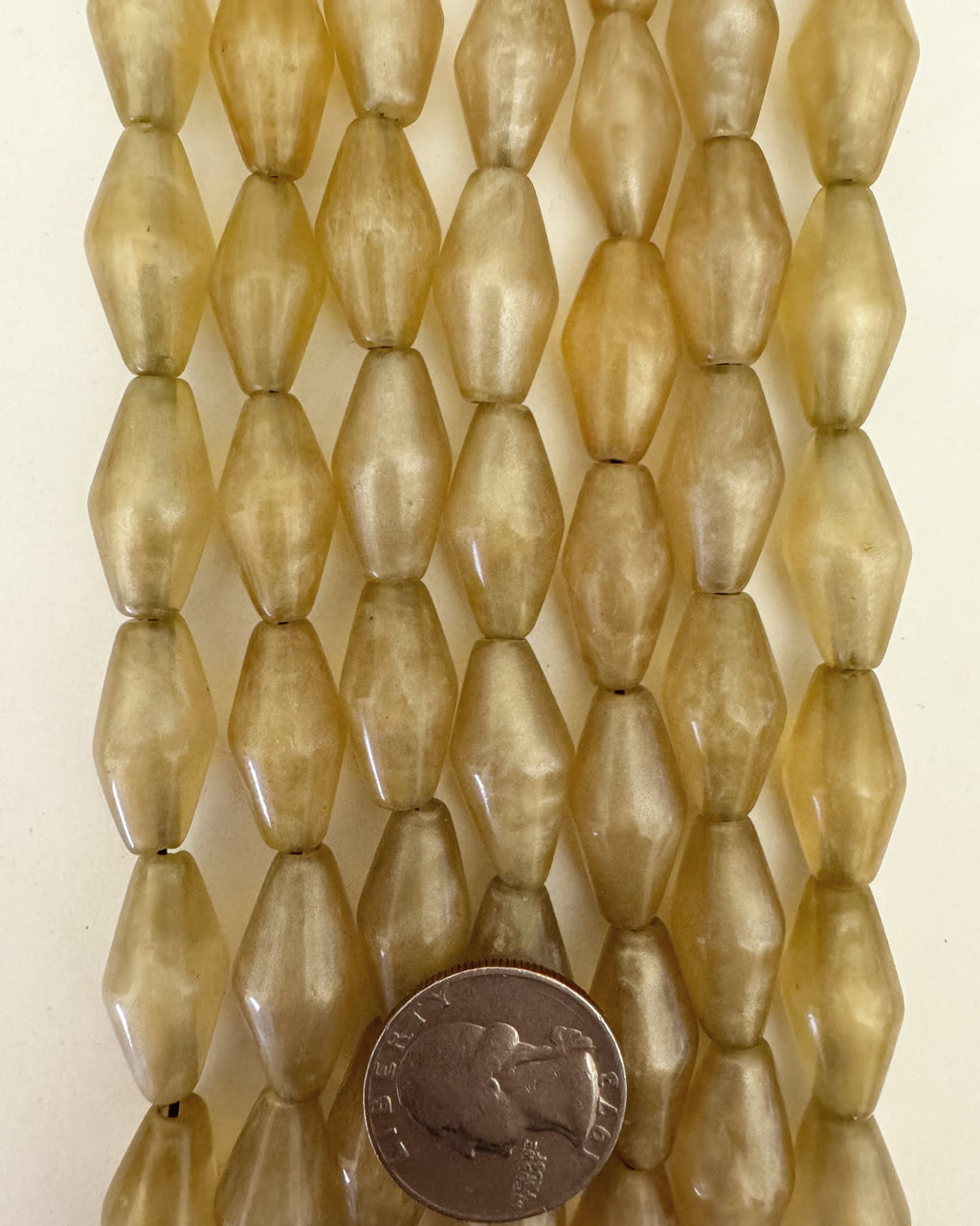 resin, pearly dark pale olive, 23x12mm bicone, 15