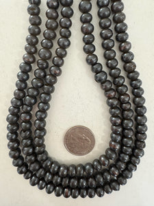 black bone, 8x7mm rondelle, 15" strand, item sold per strand