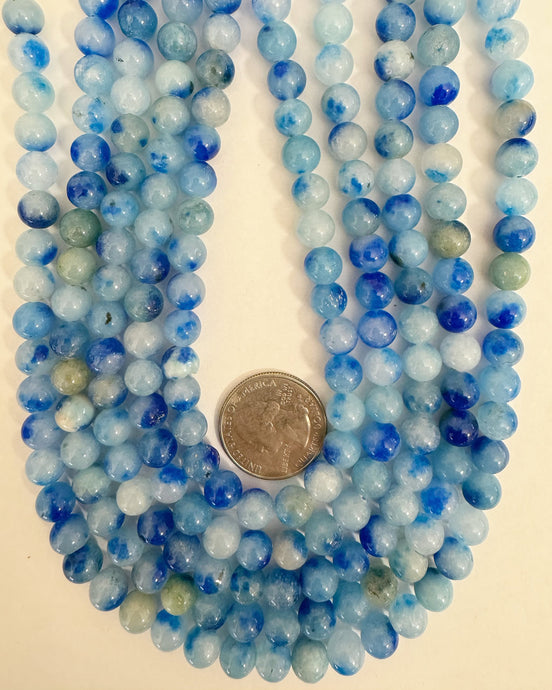 color enhanced blue mix jade, 8mm round, 15