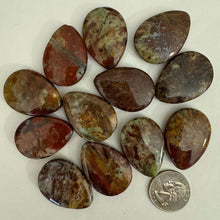 red mudstone, 35x26x8mm puff teardrop, sold per single bead