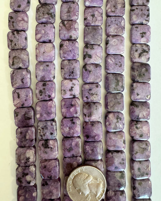 color enhanced purple kiwi quartz, 12x12x5mm flat square, 15