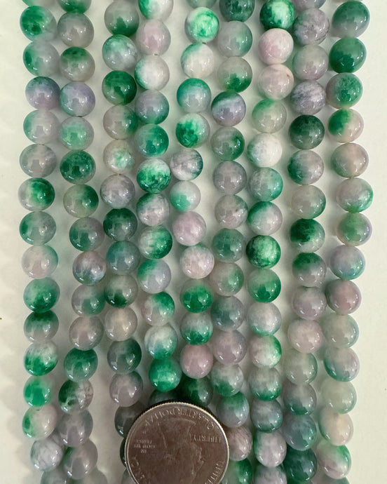 color enhanced green lavender jade, 8mm round, 15