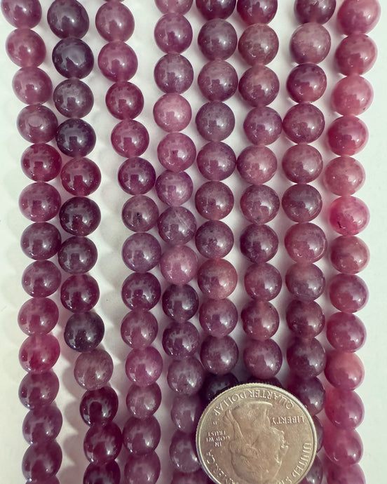 color enhanced dark pale red grape purple quartz, 8mm round, 15