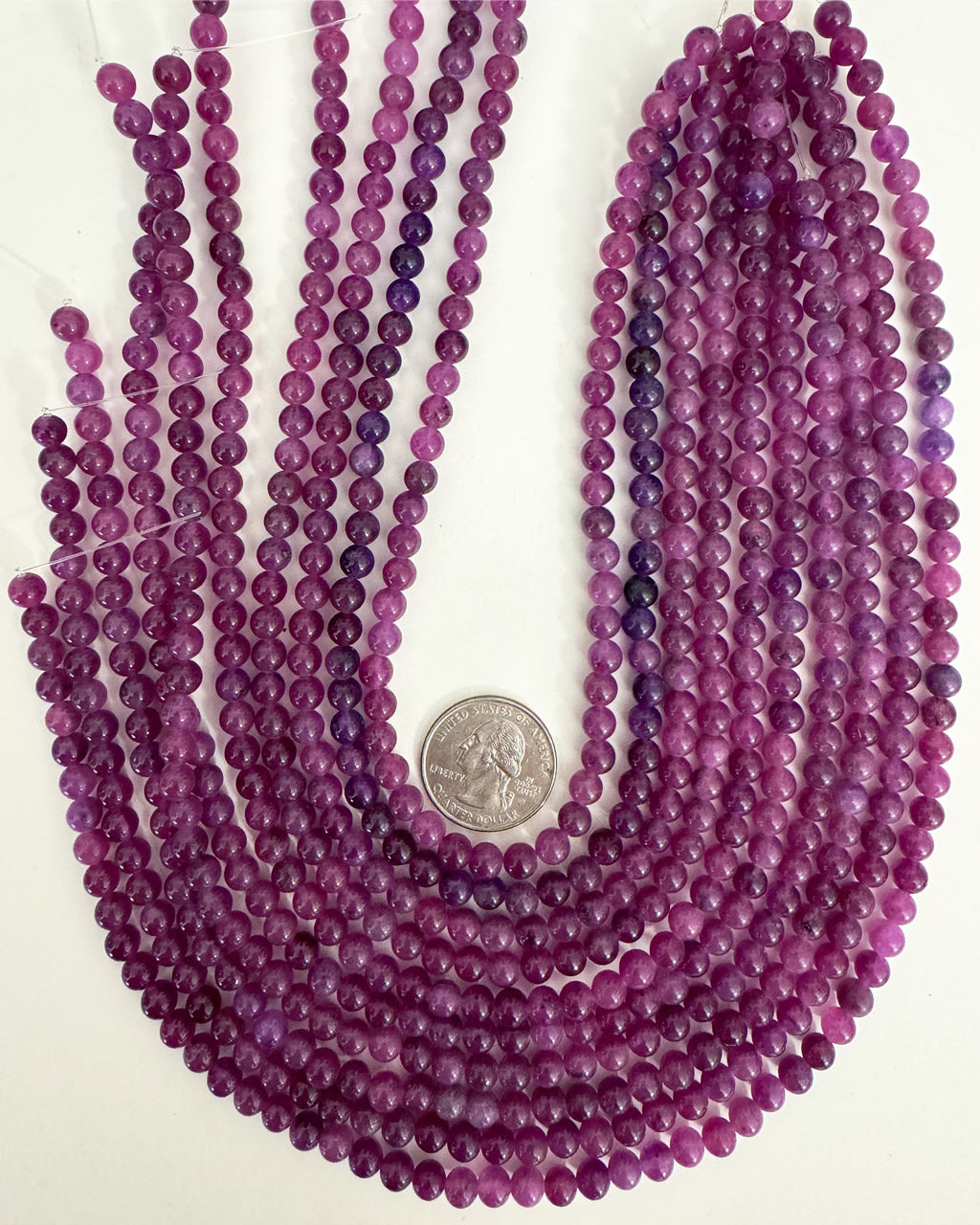 color enhanced grape purple quartz, 6mm round, 10 strand closeout lot