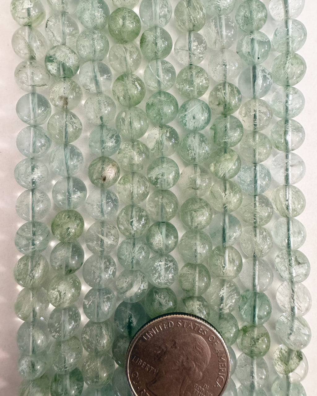 synthetic mint quartz, 8mm round, 15