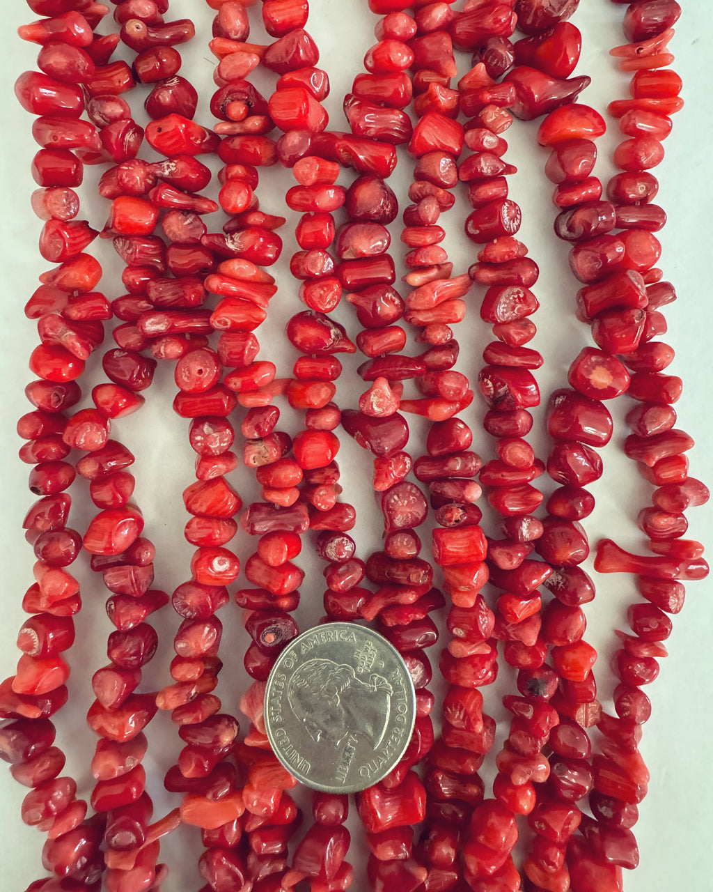 ox blood coral,  8mm size shape mix nuggets, 15