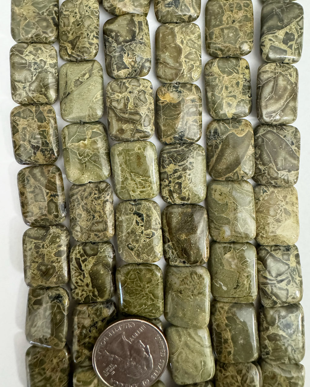 natural african green jasper, 20x15x5mm puff rectangle, 15