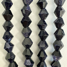 blue goldstone, 6mm faceted bicone, 15" strand