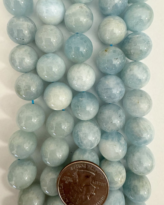 natural aquamarine, 14mm round, 15