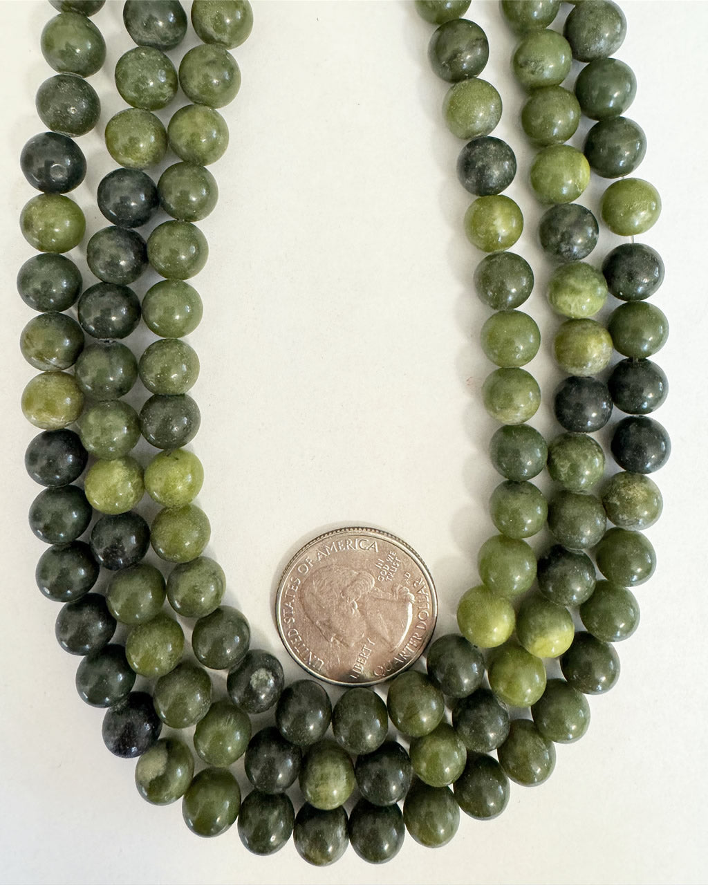 natural dark olive jasper, 8mm round, 15