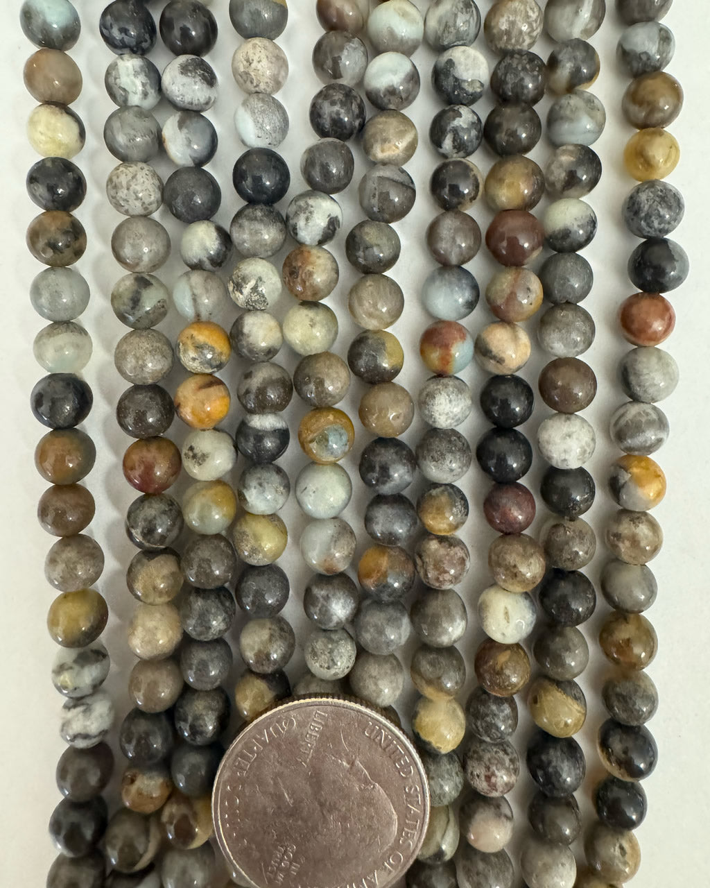 natural autumn gray jasper, 6mm round, 15