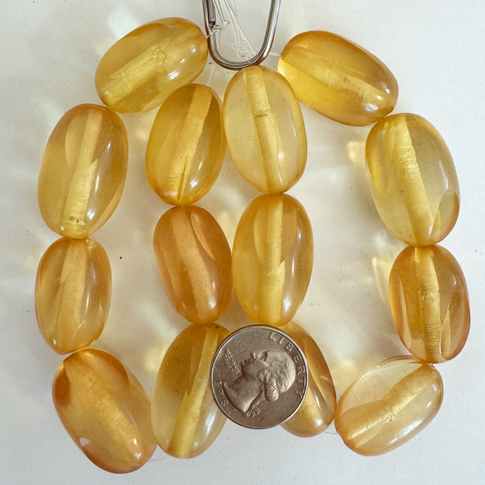 window cut motif resin, golden yellow, 32x19mm tube, 7pc strand, sold per strand