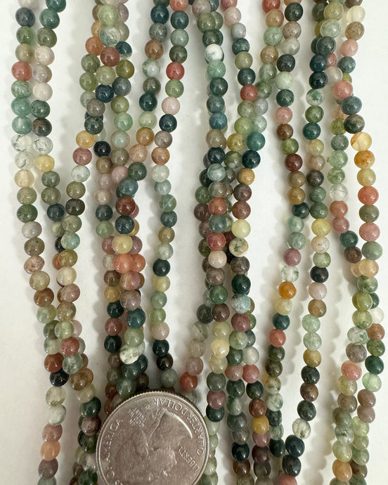 natural indian agate, 4mm round, 15