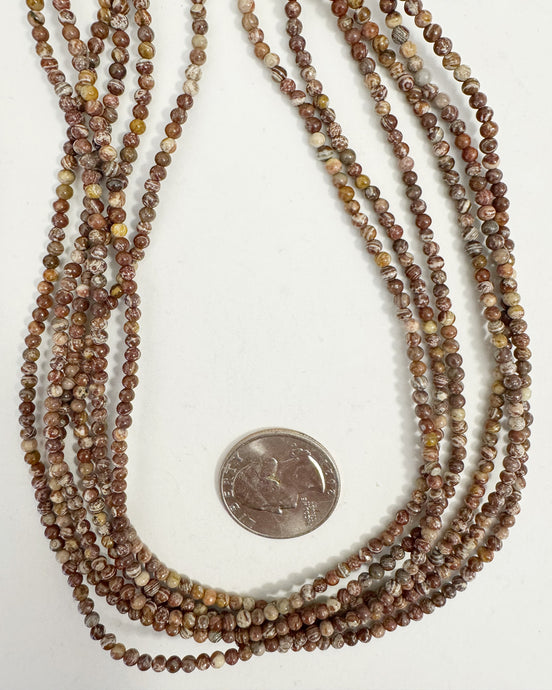 brown banded jasper, 3mm round, 15