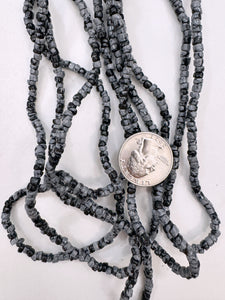 natural snowflake obsidian, 4x3mm heishi rondelle, 15" strand, sold per strand (batch 3)